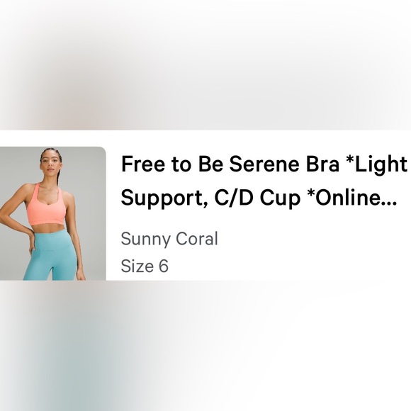 lululemon athletica Free to be Serene “Sunny Coral” Sports Bra size 6 EUC - Picture 4 of 4